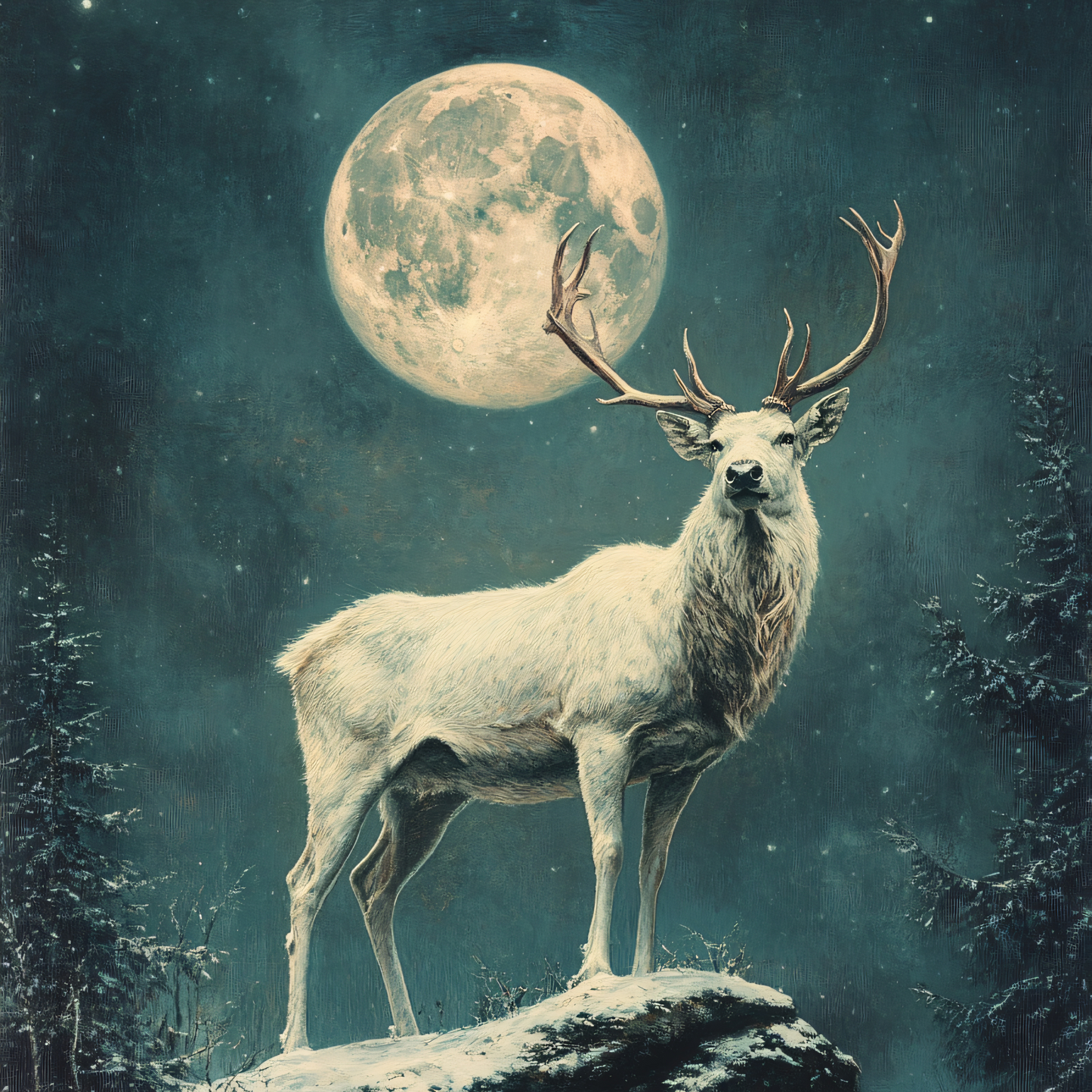 White Stag Christmas Ornament
