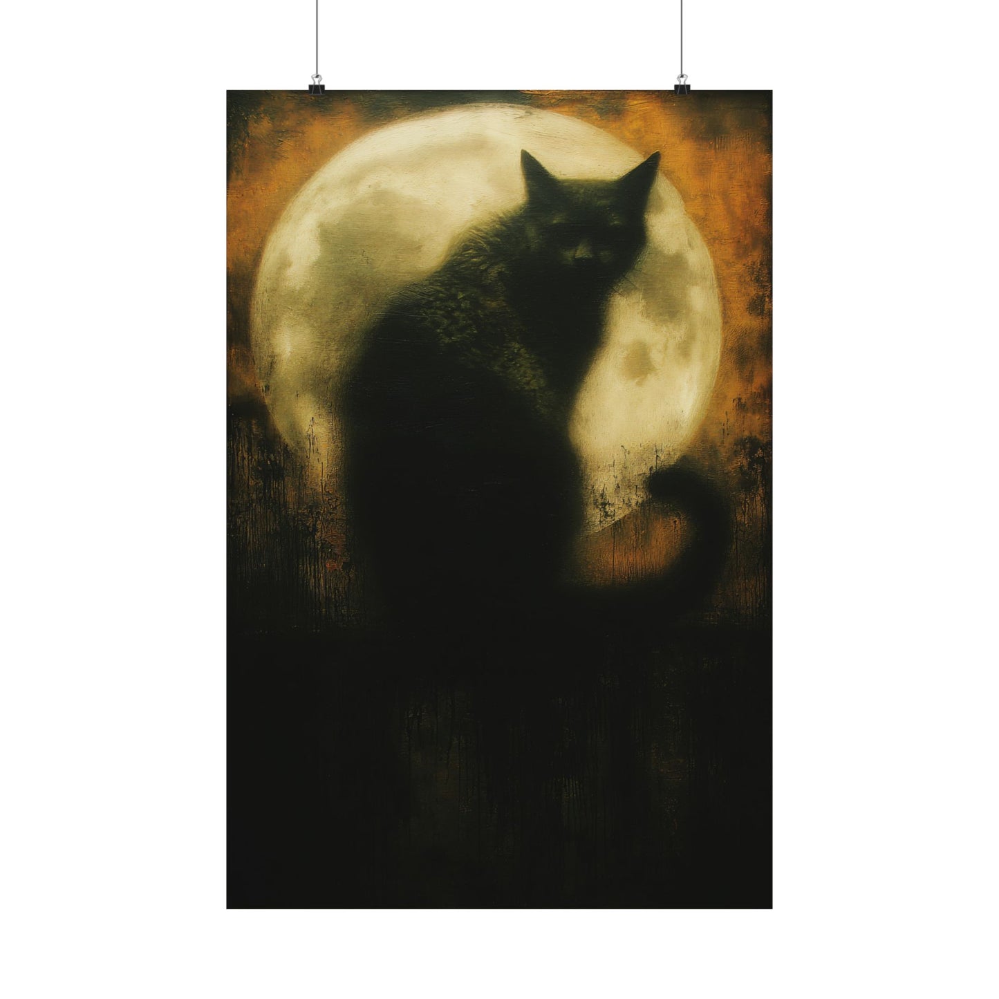 Black Cat Full Moon Art Print