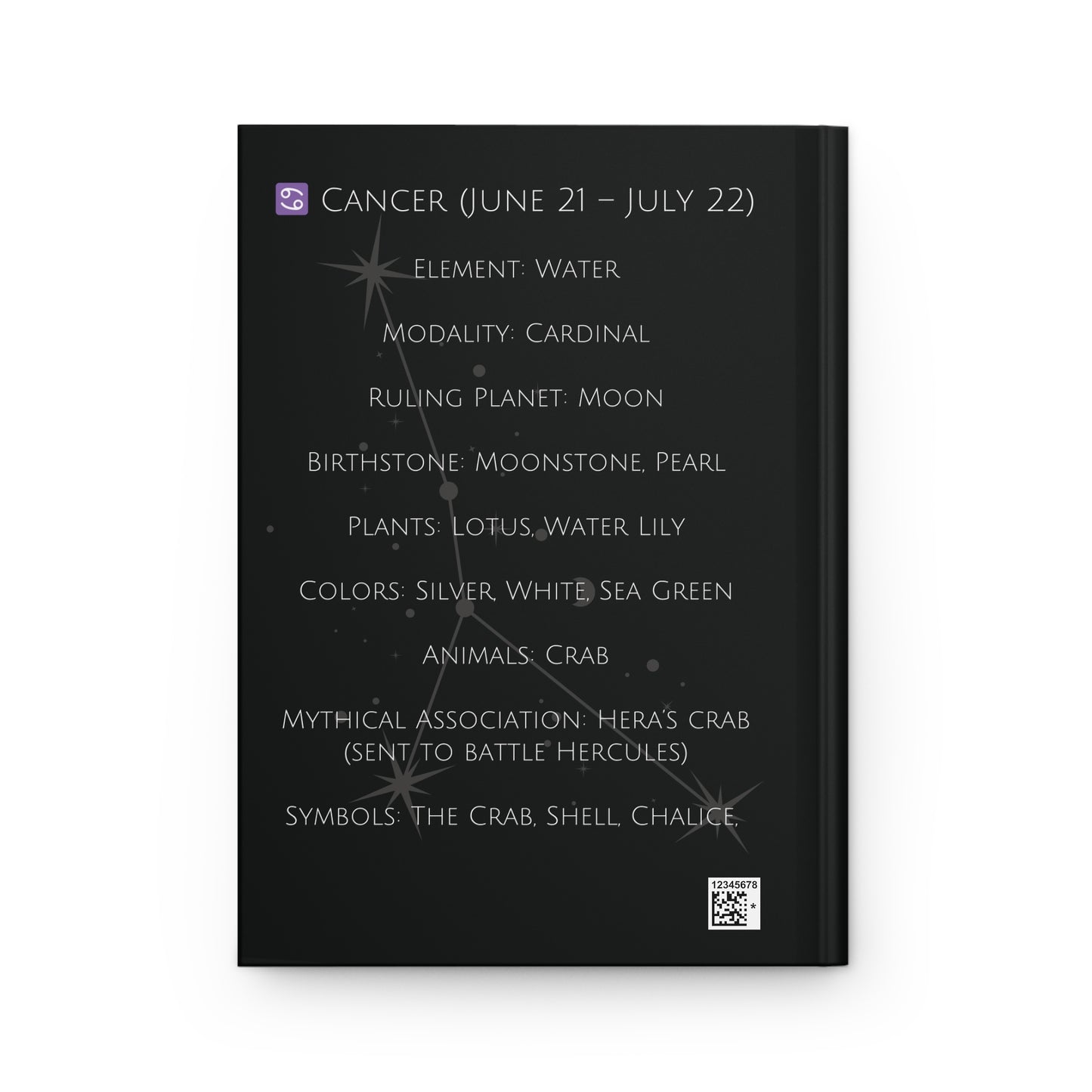 Cancer Zodiac Hardcover Journal
