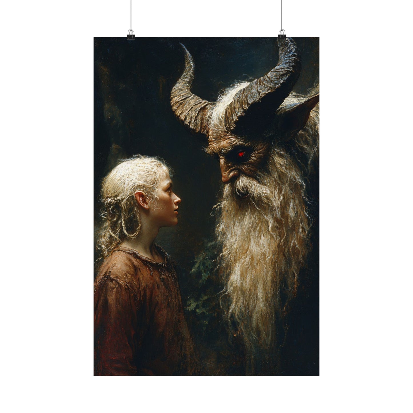 Krampus and the Fearless Child Art Print