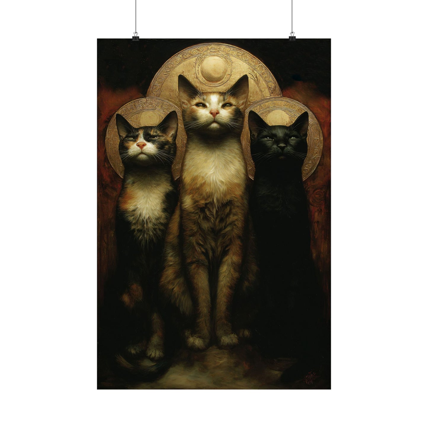 Triple Cat Goddess Art Print