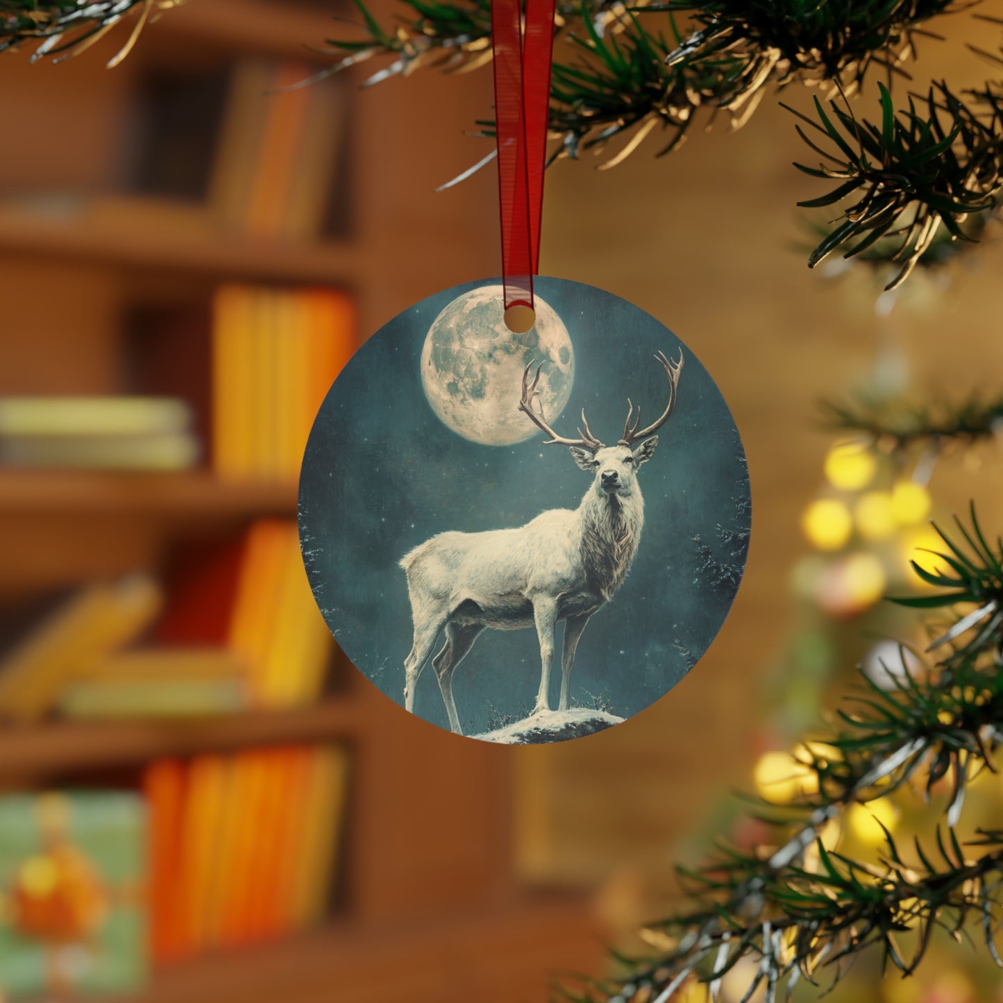 White Stag Christmas Ornament