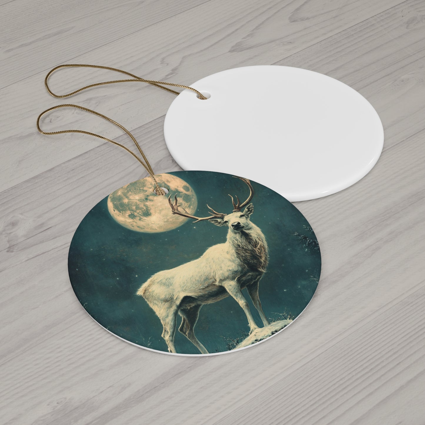White Stag Christmas Ornament