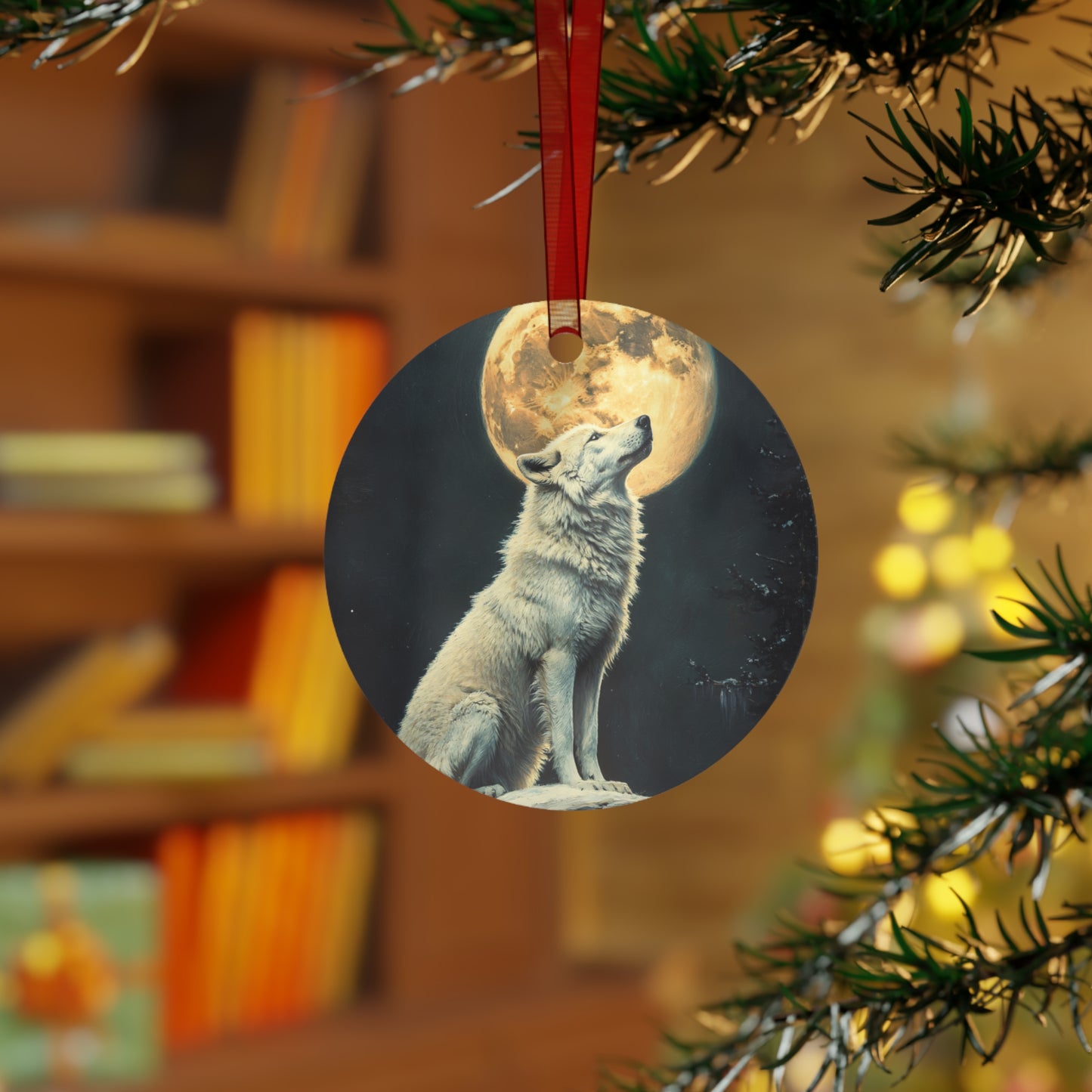 Arctic Wolf Christmas Ornament