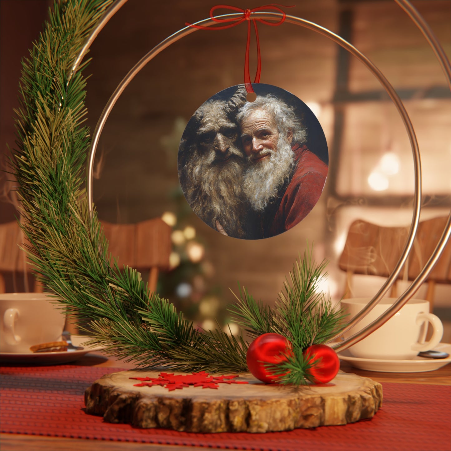 Krampus & Santa Christmas Ornament