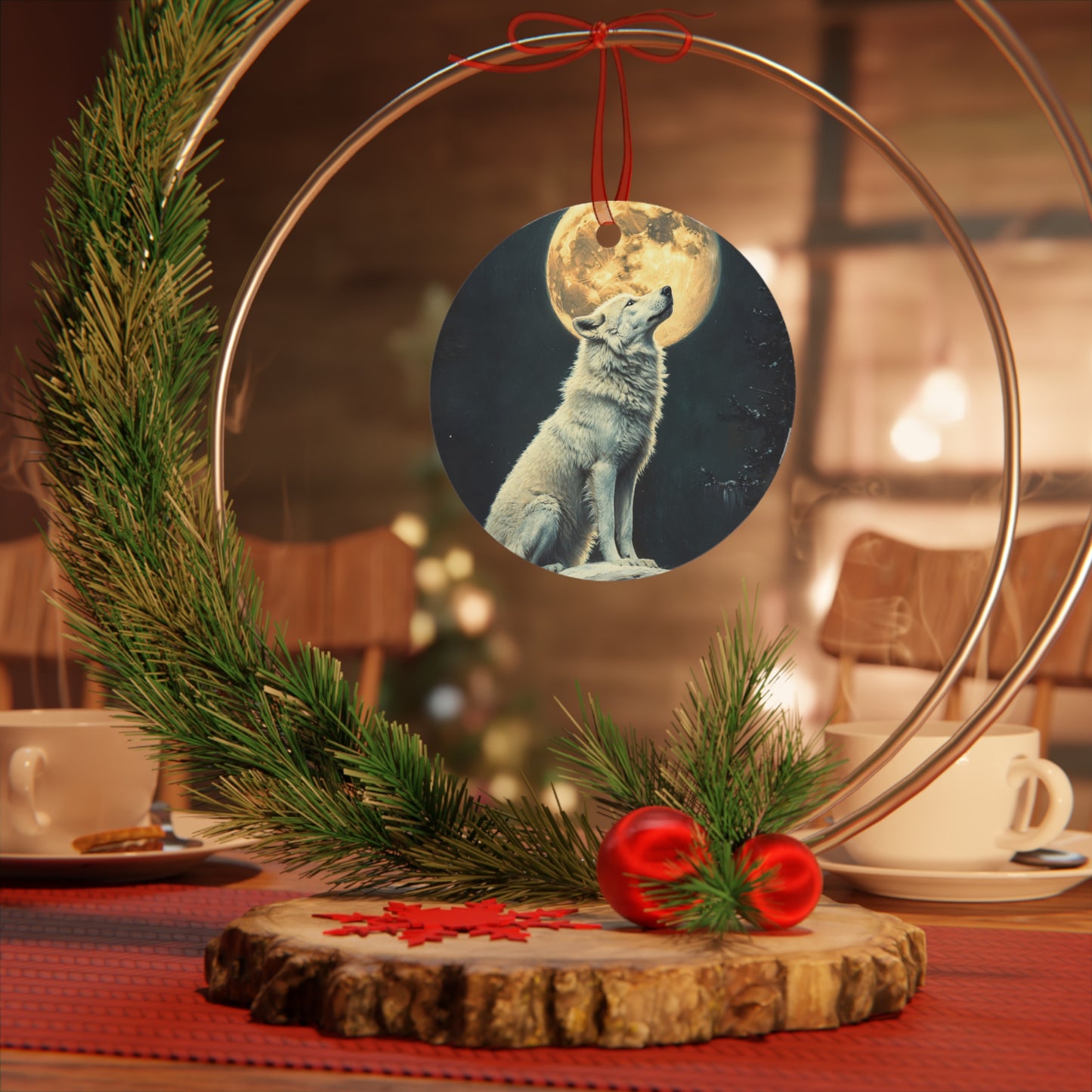Arctic Wolf Christmas Ornament