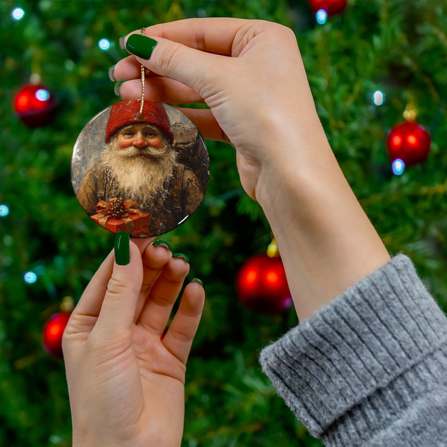 Gnome with Gift Christmas Ornament
