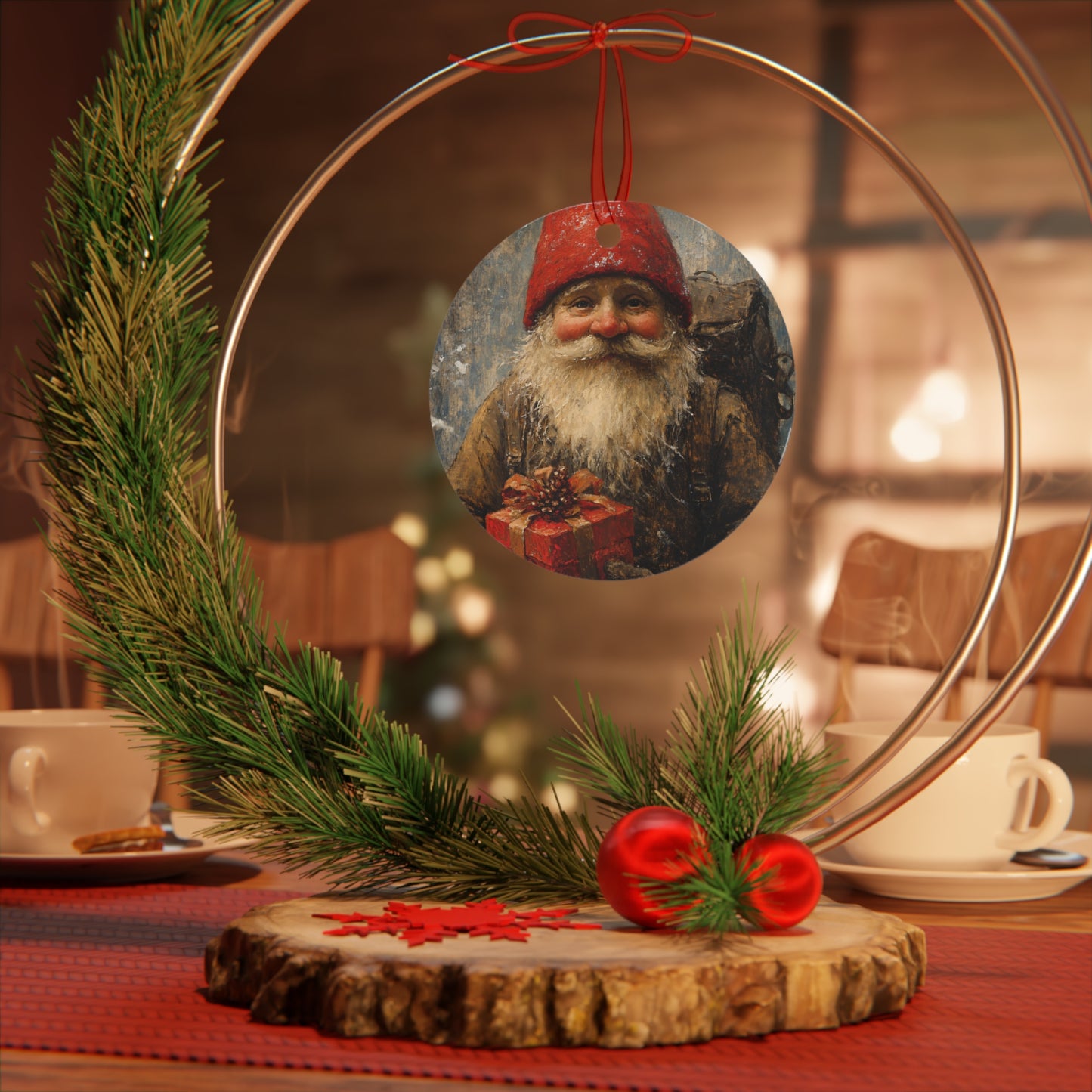 Gnome with Gift Christmas Ornament