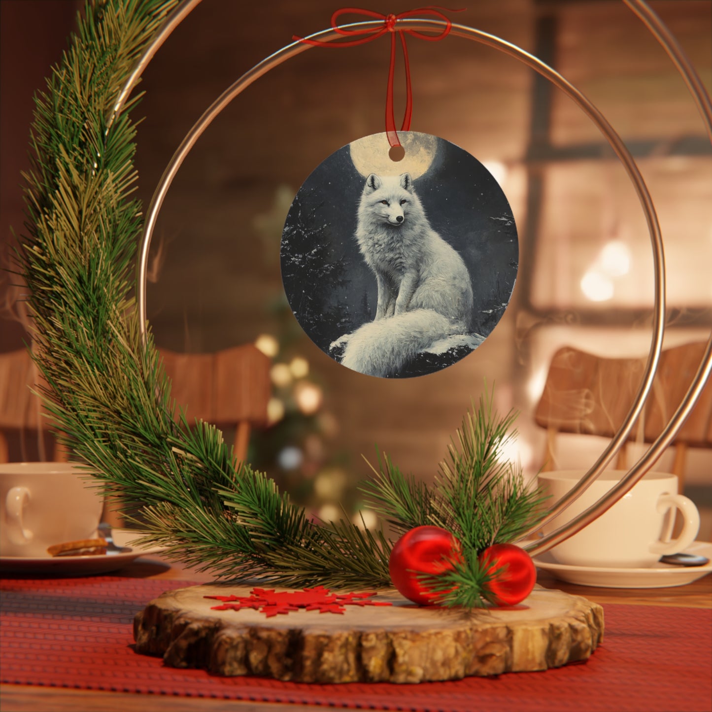 Arctic Fox Christmas Ornament