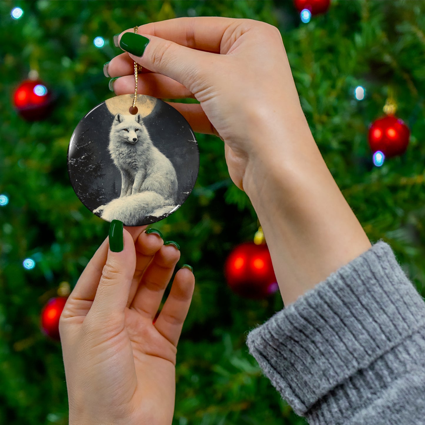 Arctic Fox Christmas Ornament