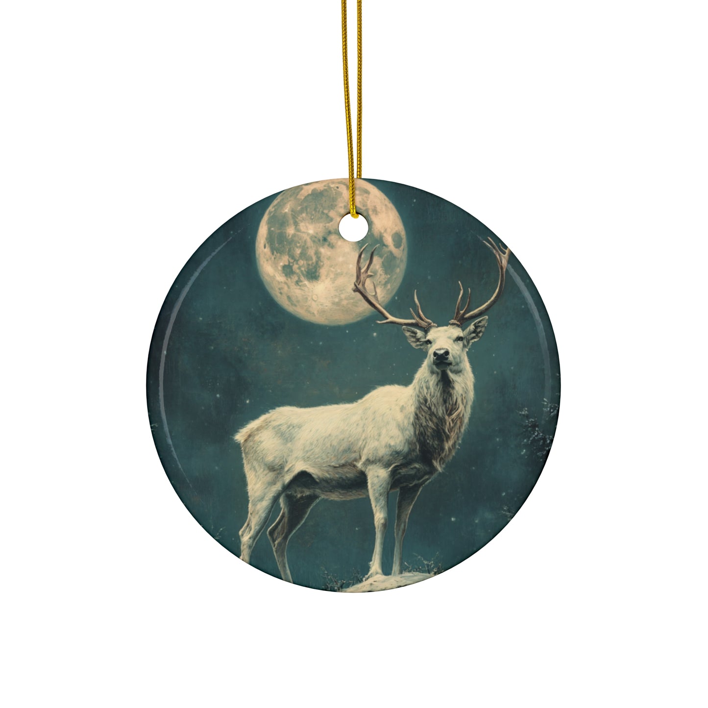 White Stag Christmas Ornament