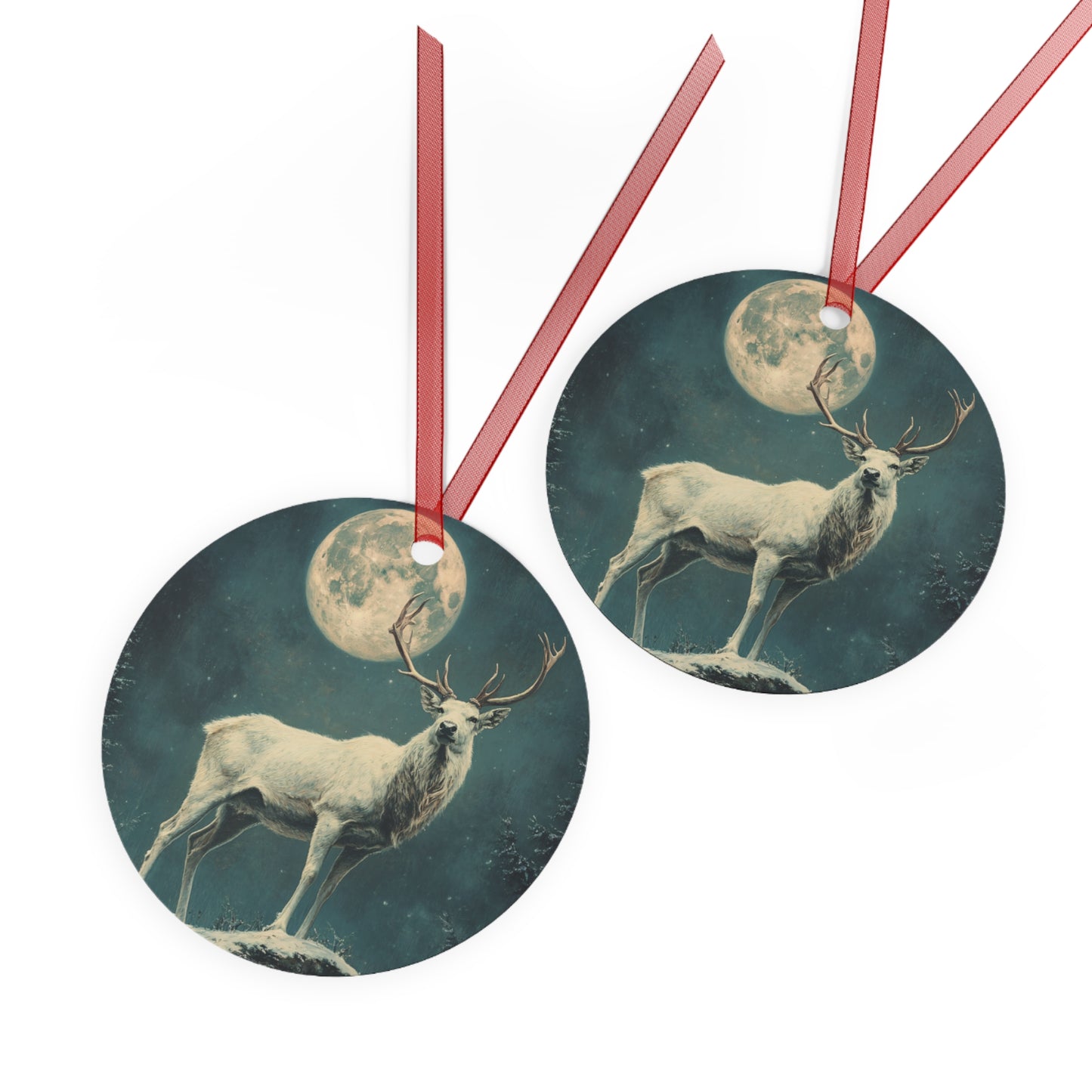 White Stag Christmas Ornament