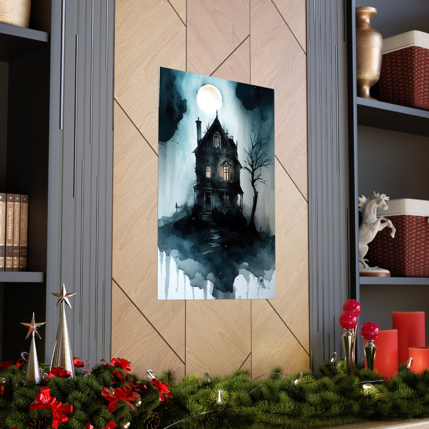 Haunted House Watercolor Art Print