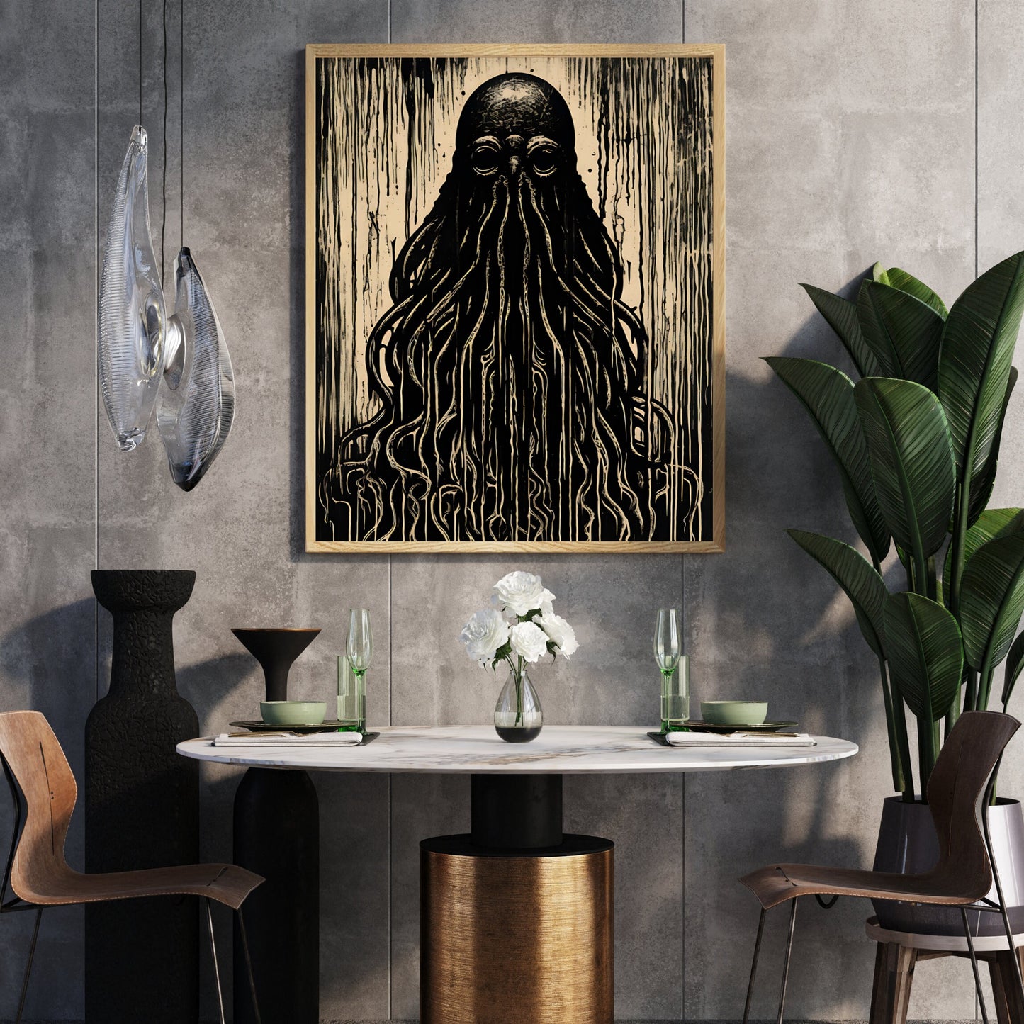 Cthulhu Woodcut Art Print