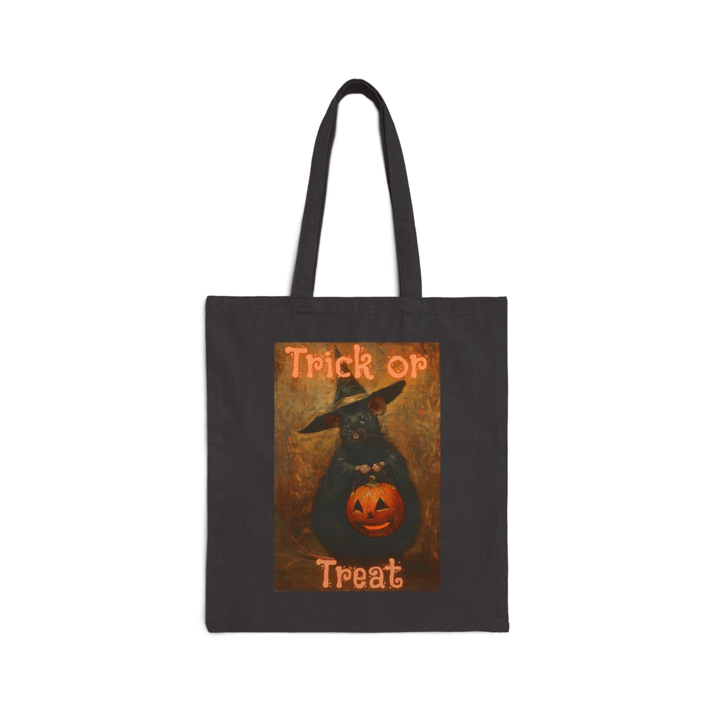 Whiskered Witch Trick or Treat Halloween Canvas Tote Bag