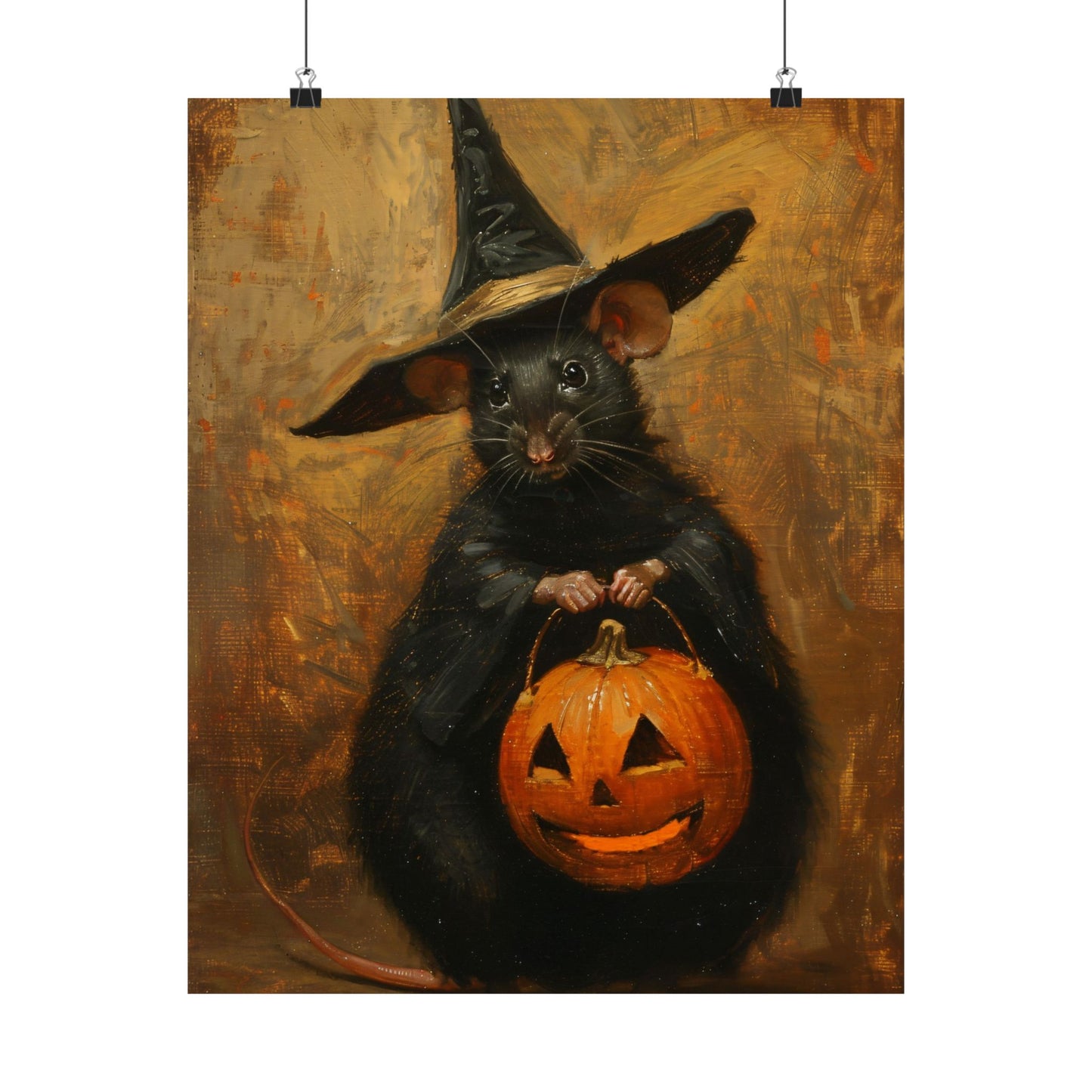 Whiskered Witch Halloween Mouse Art Print