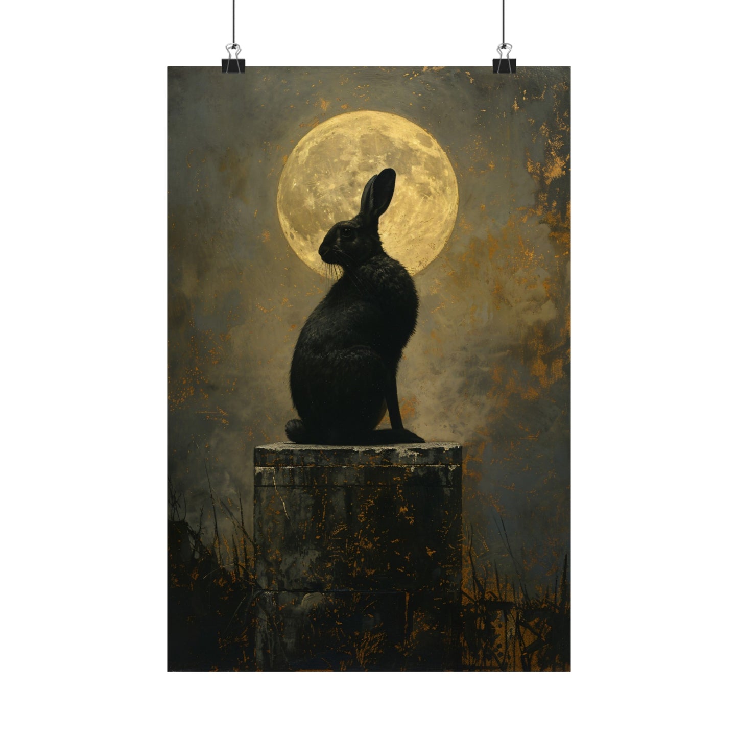 Black Hare Art Print - Witch Familiar Series