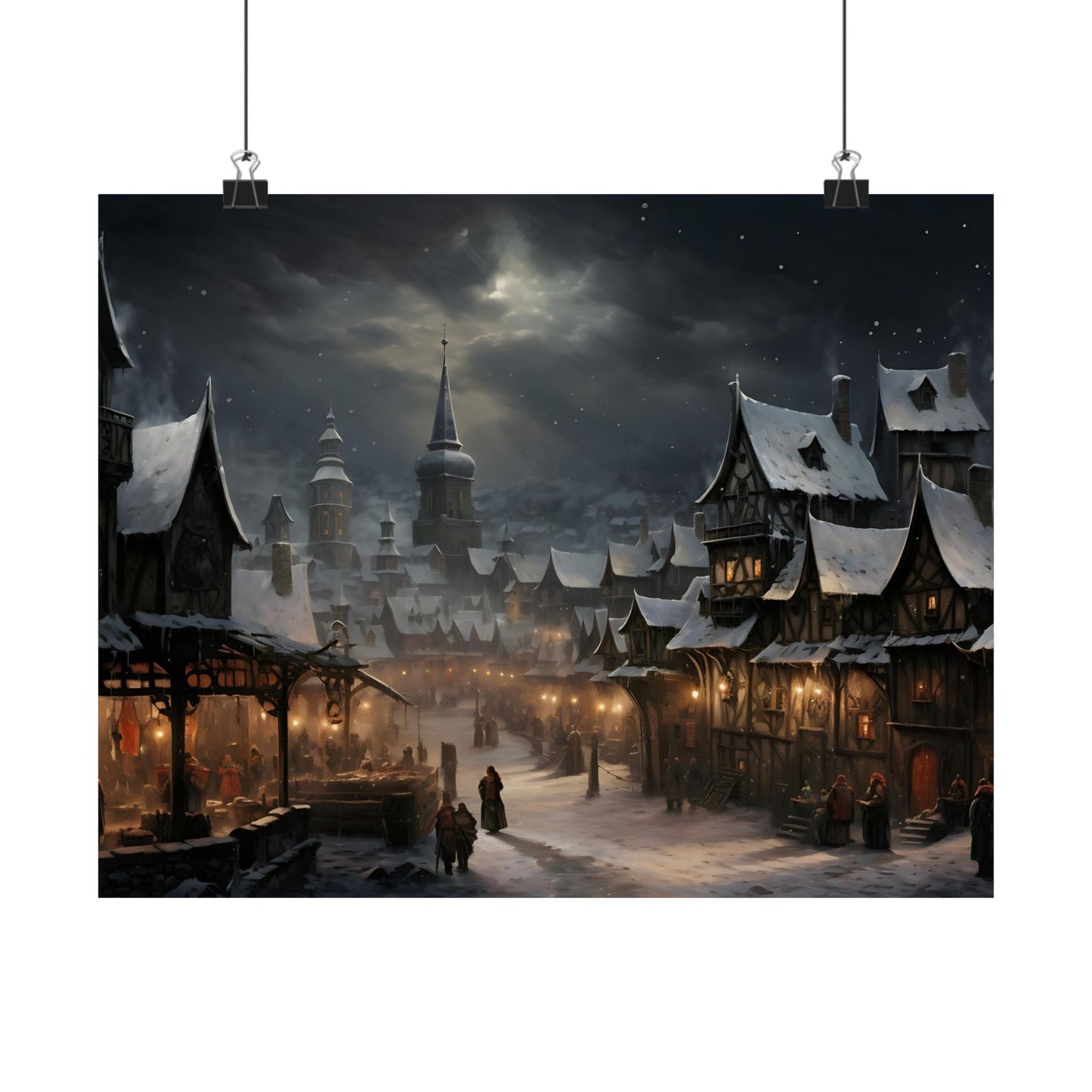 Christmas Night Market Art Print