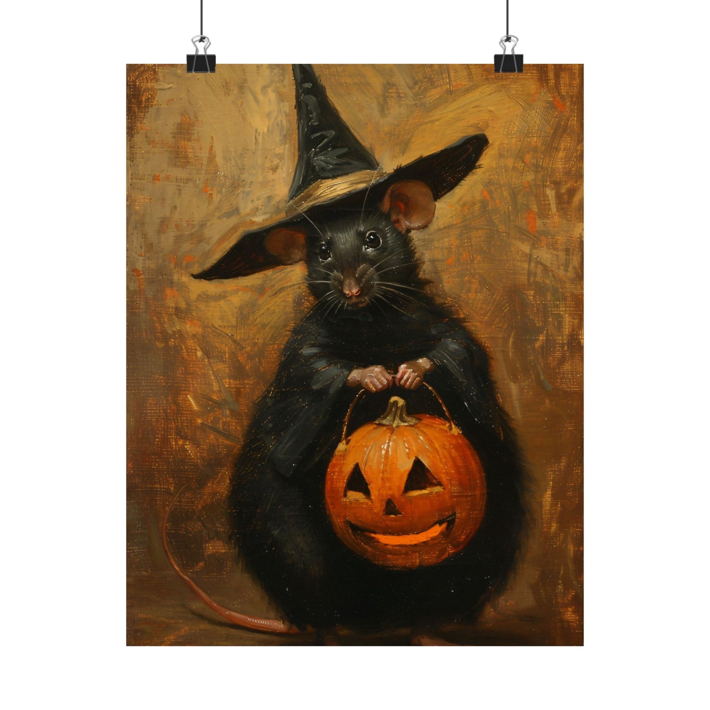 Whiskered Witch Halloween Mouse Art Print