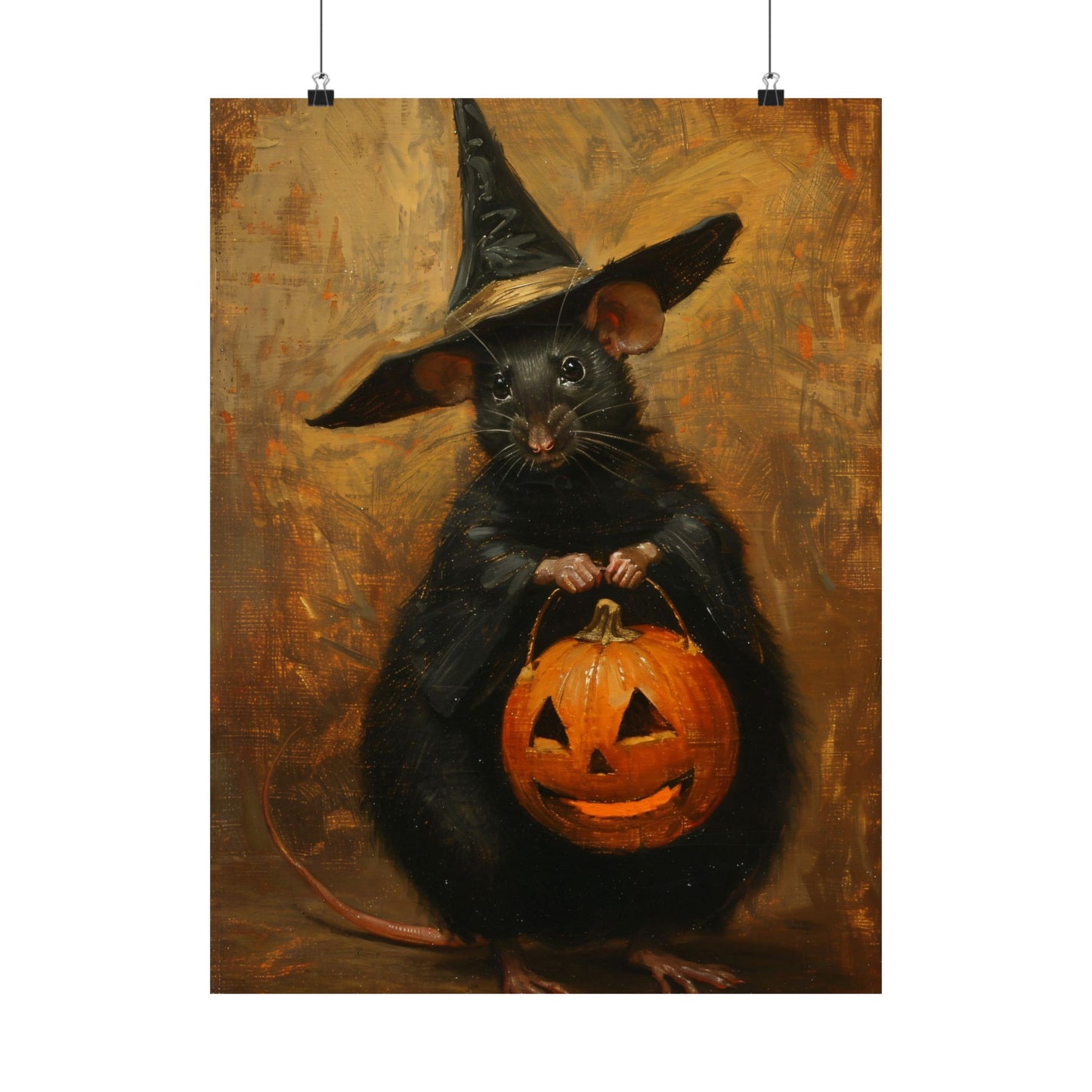 Whiskered Witch Halloween Mouse Art Print