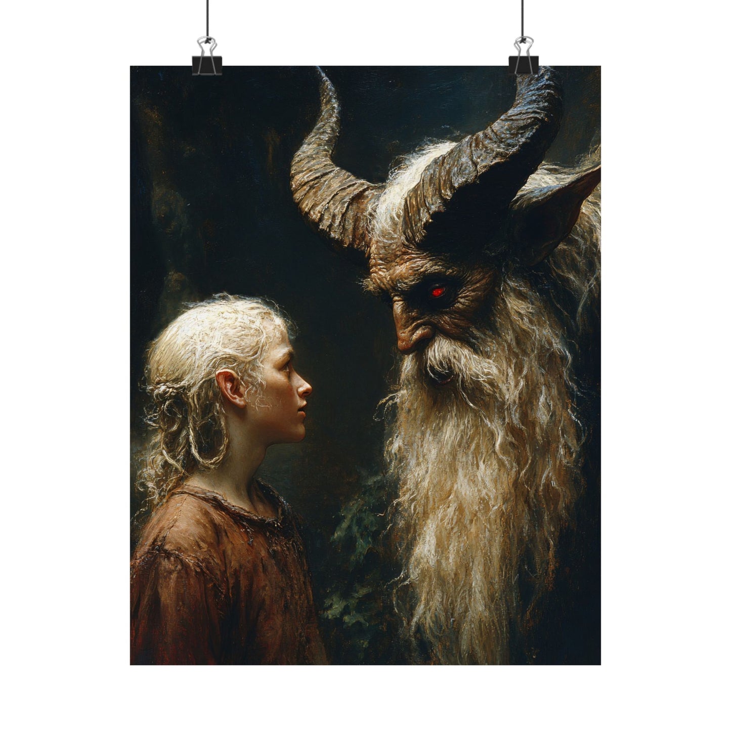 Krampus and the Fearless Child Art Print