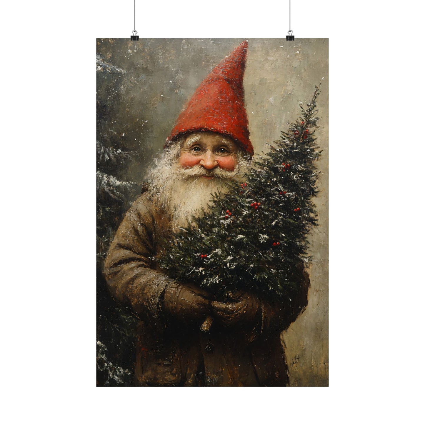 Christmas Tree Gnome Art Print