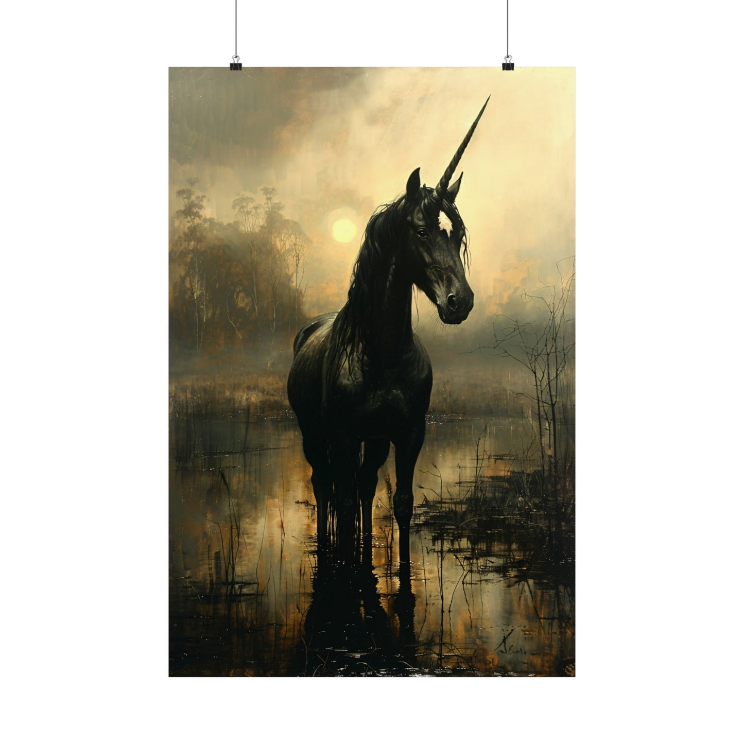 Black Unicorn Art Print