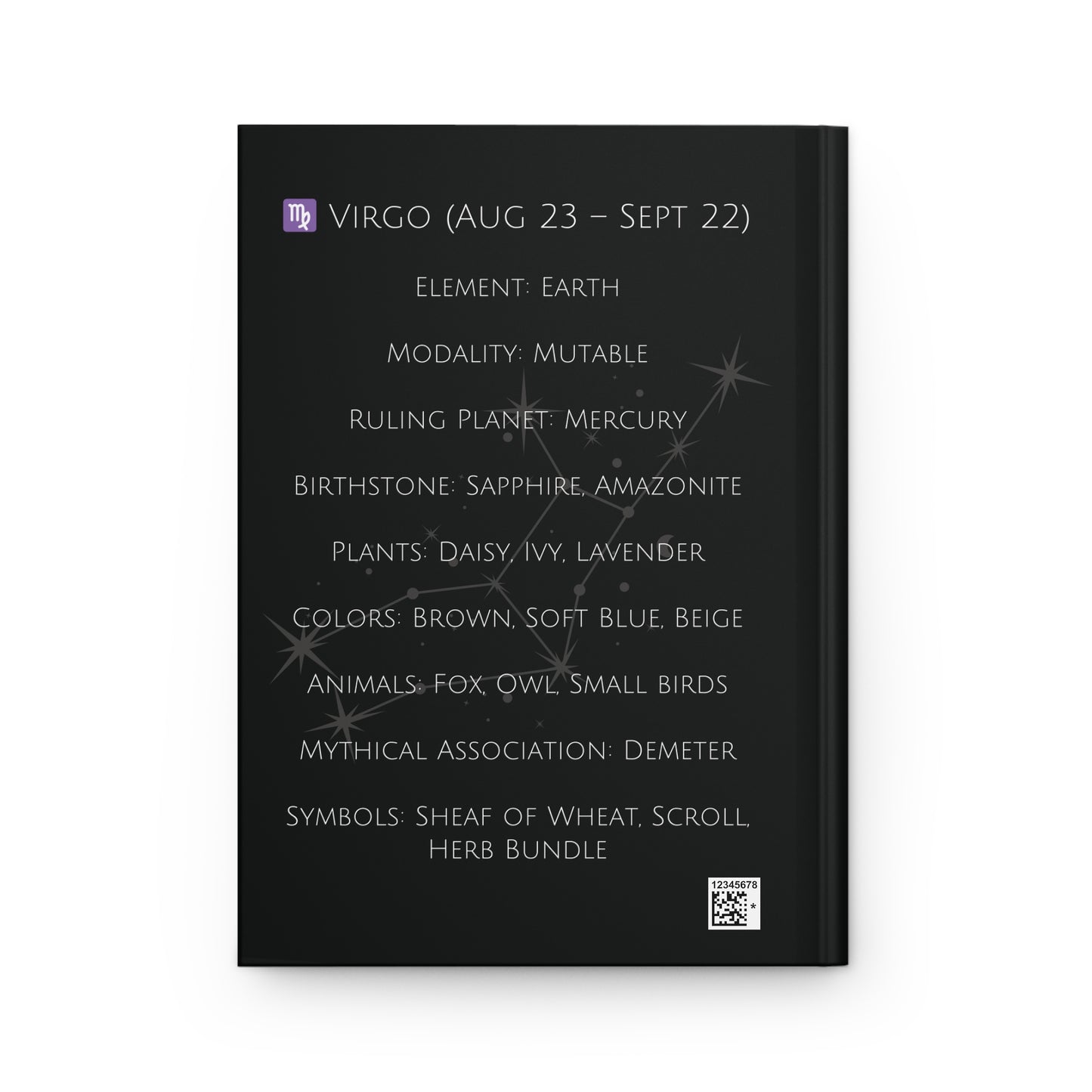 Virgo Zodiac Hardcover Journal