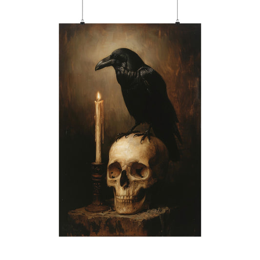 Memento Mori Raven Skull Art Print