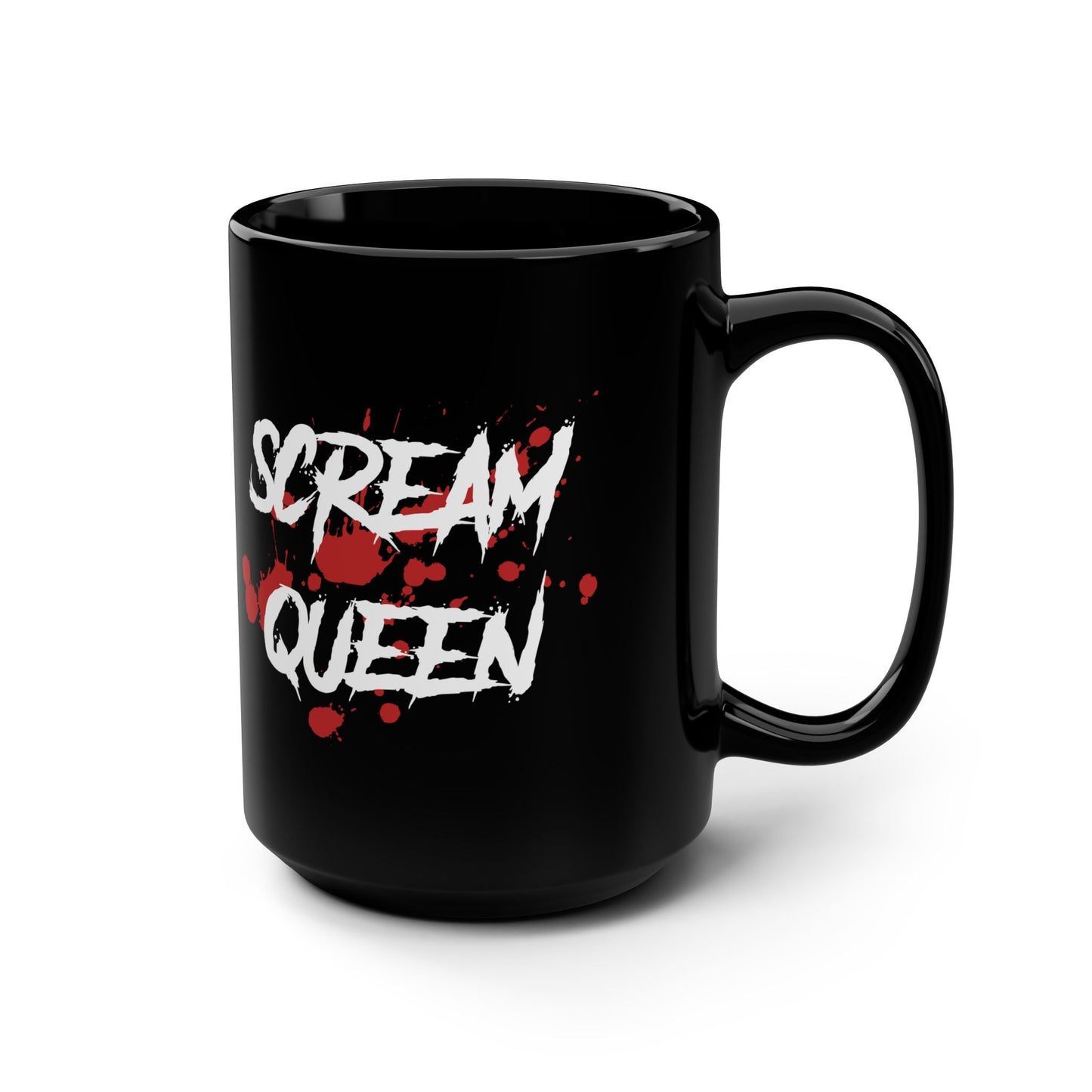 Scream Queen Horror Coffee Tea Mug - Horror Movie Fan Cup Slasher Film Fan Drinkware Female Survivor 15oz Black Mug