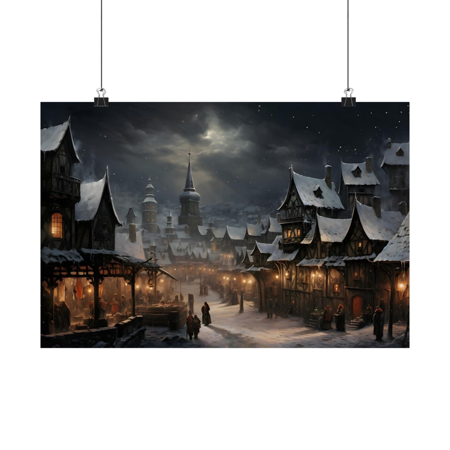 Christmas Night Market Art Print