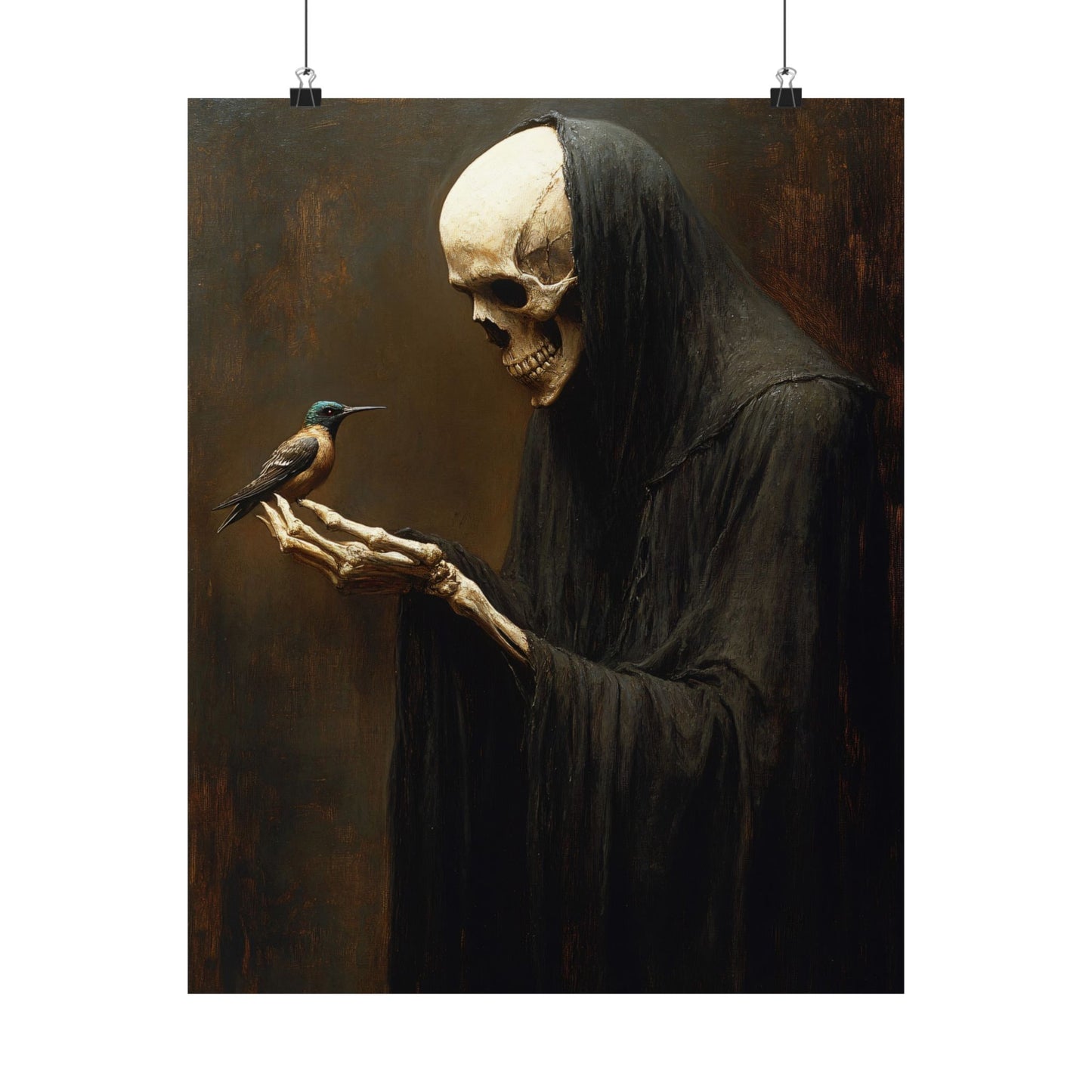 Grim Reaper & Hummingbird Art Print