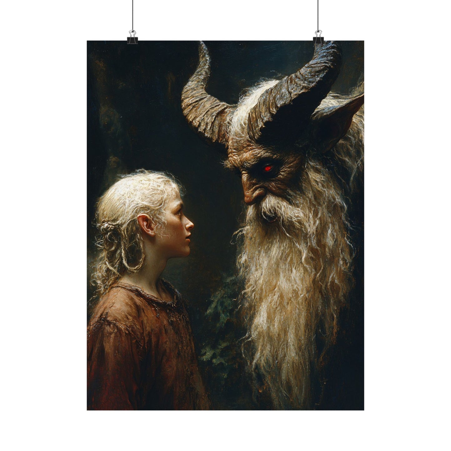 Krampus and the Fearless Child Art Print
