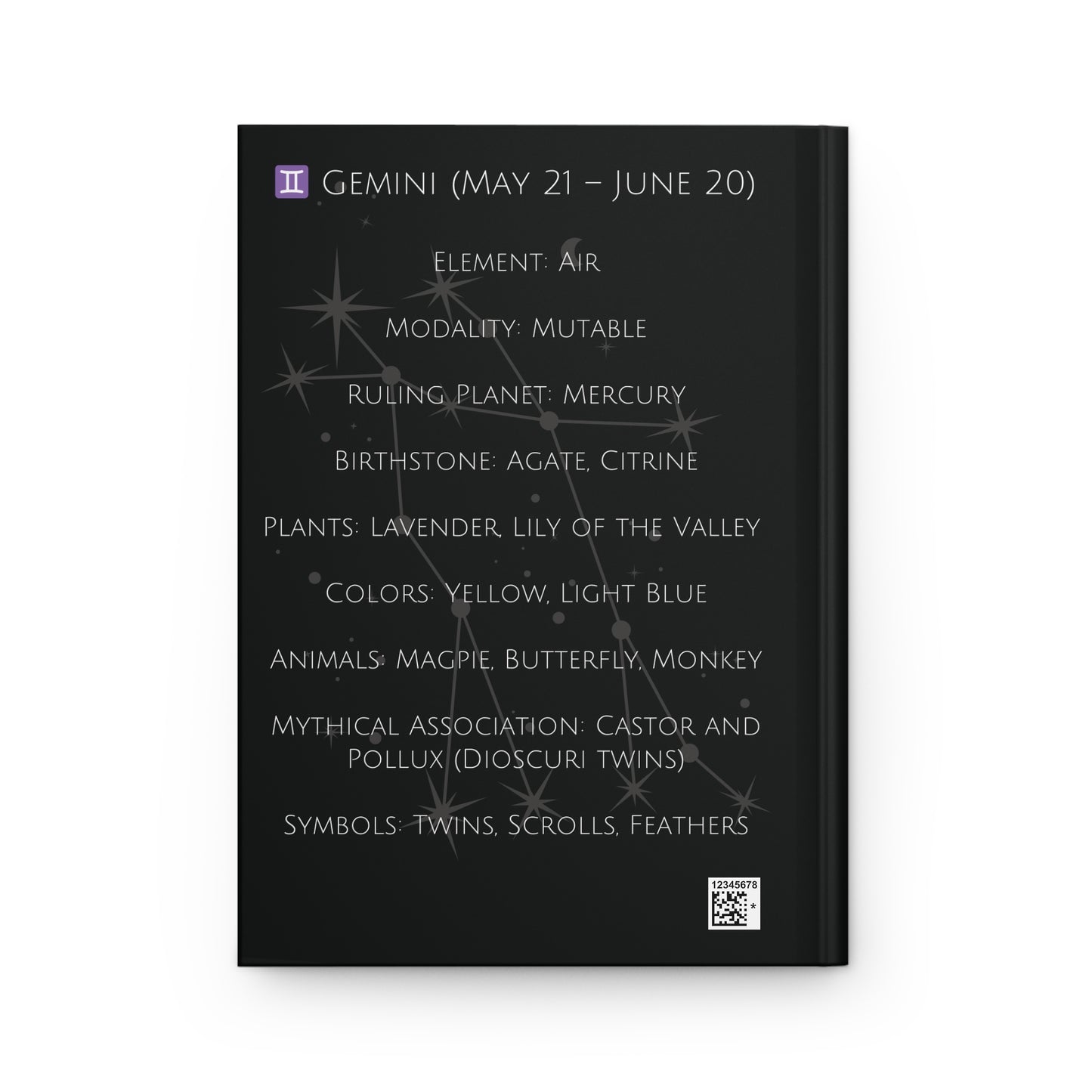 Gemini Zodiac Hardcover Journal