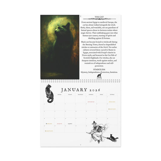 Witch Familiar 2026 Calendar | Pagan Witchcraft Home Decor