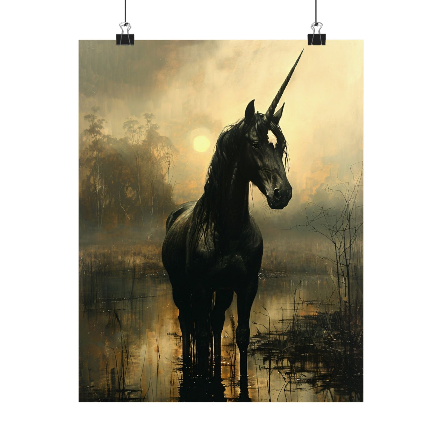 Black Unicorn Art Print