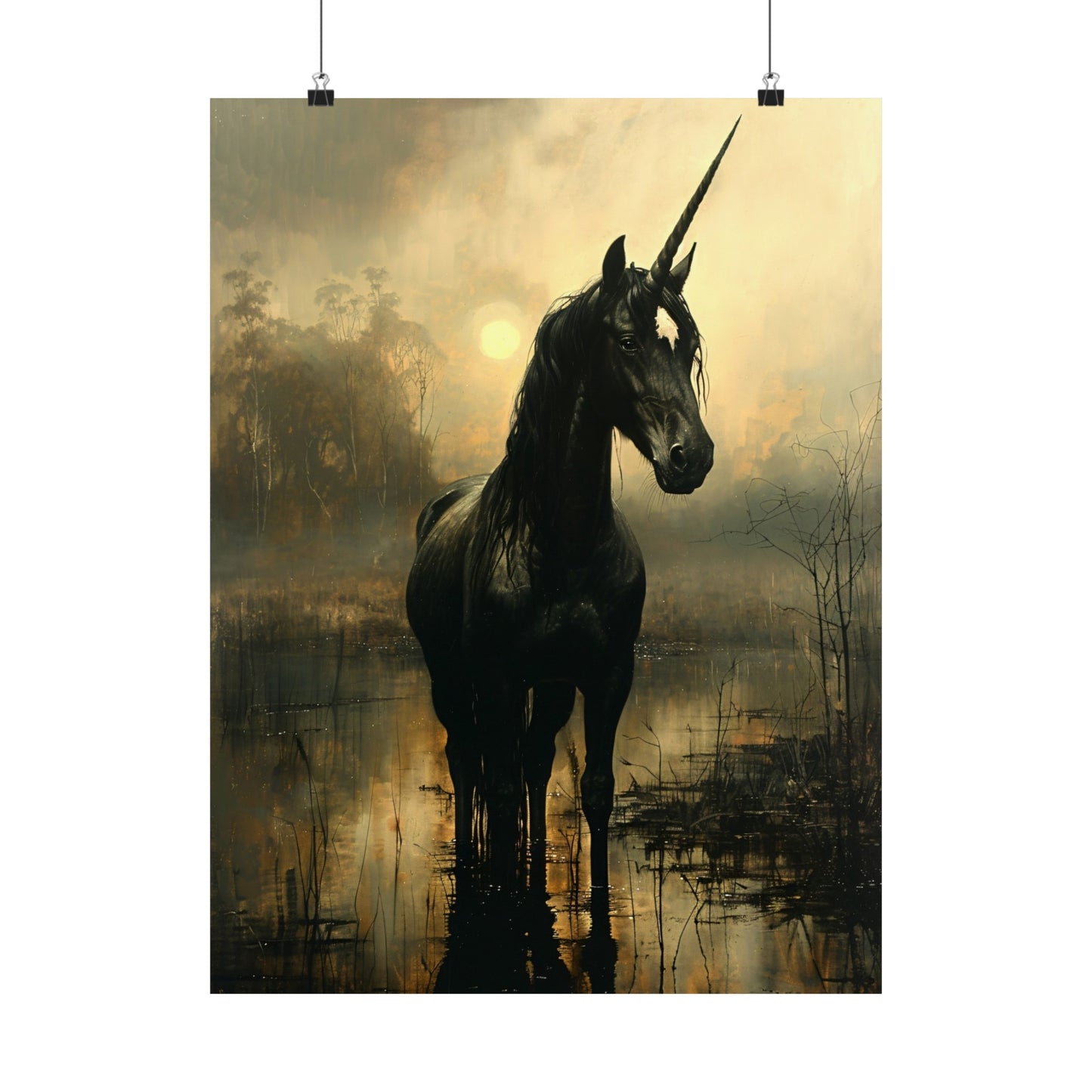 Black Unicorn Art Print