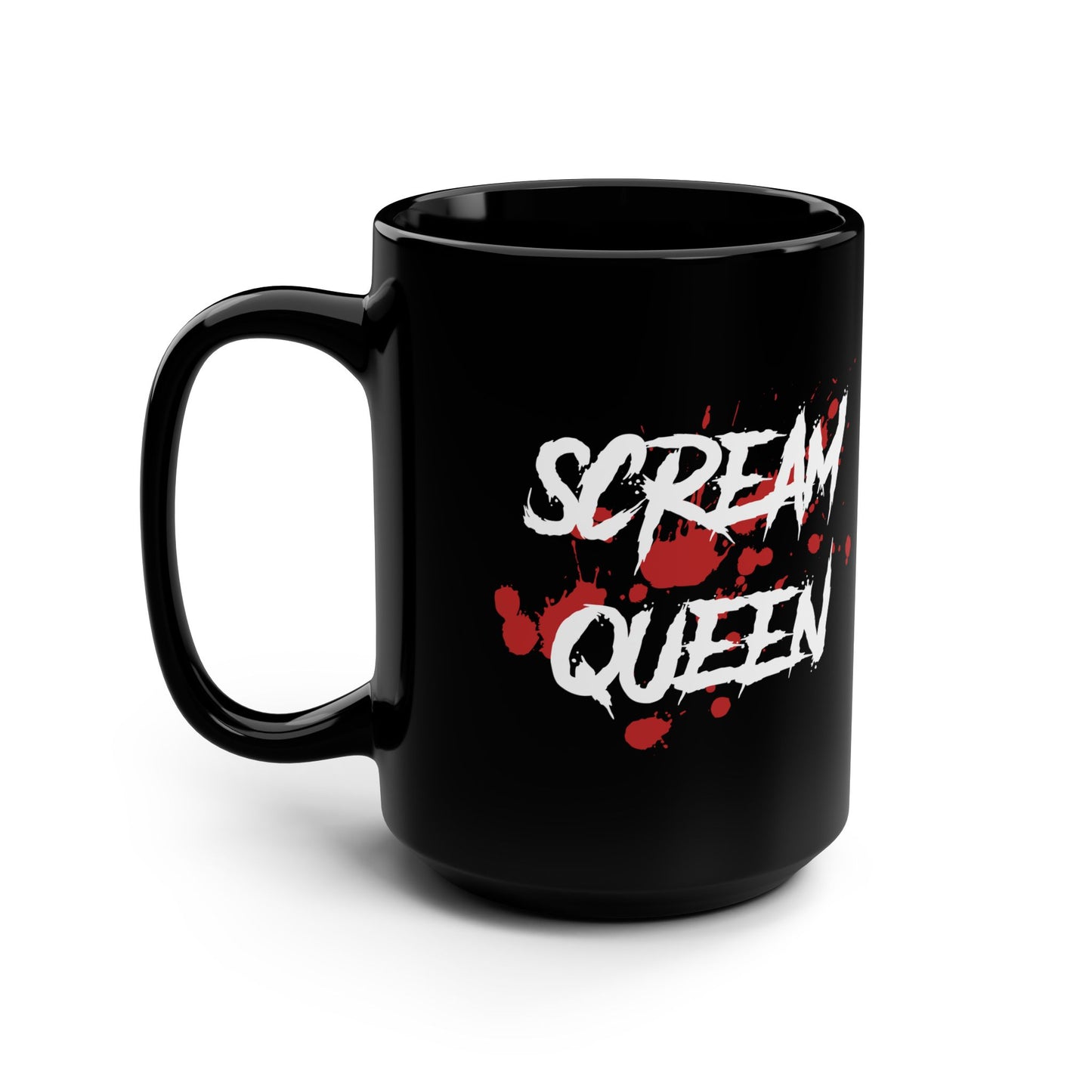 Scream Queen Horror Coffee Tea Mug - Horror Movie Fan Cup Slasher Film Fan Drinkware Female Survivor 15oz Black Mug