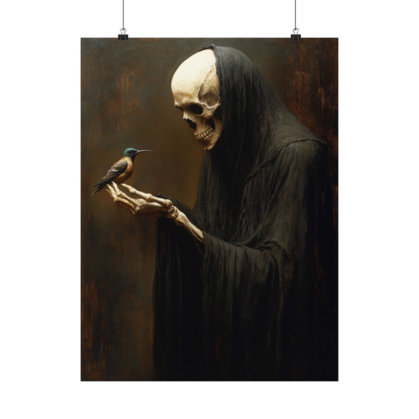 Grim Reaper & Hummingbird Art Print