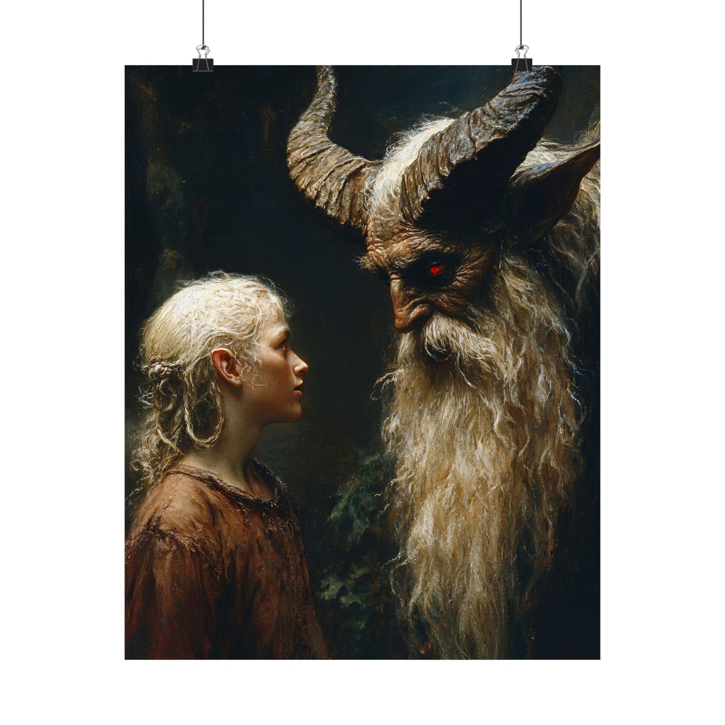 Krampus and the Fearless Child Art Print