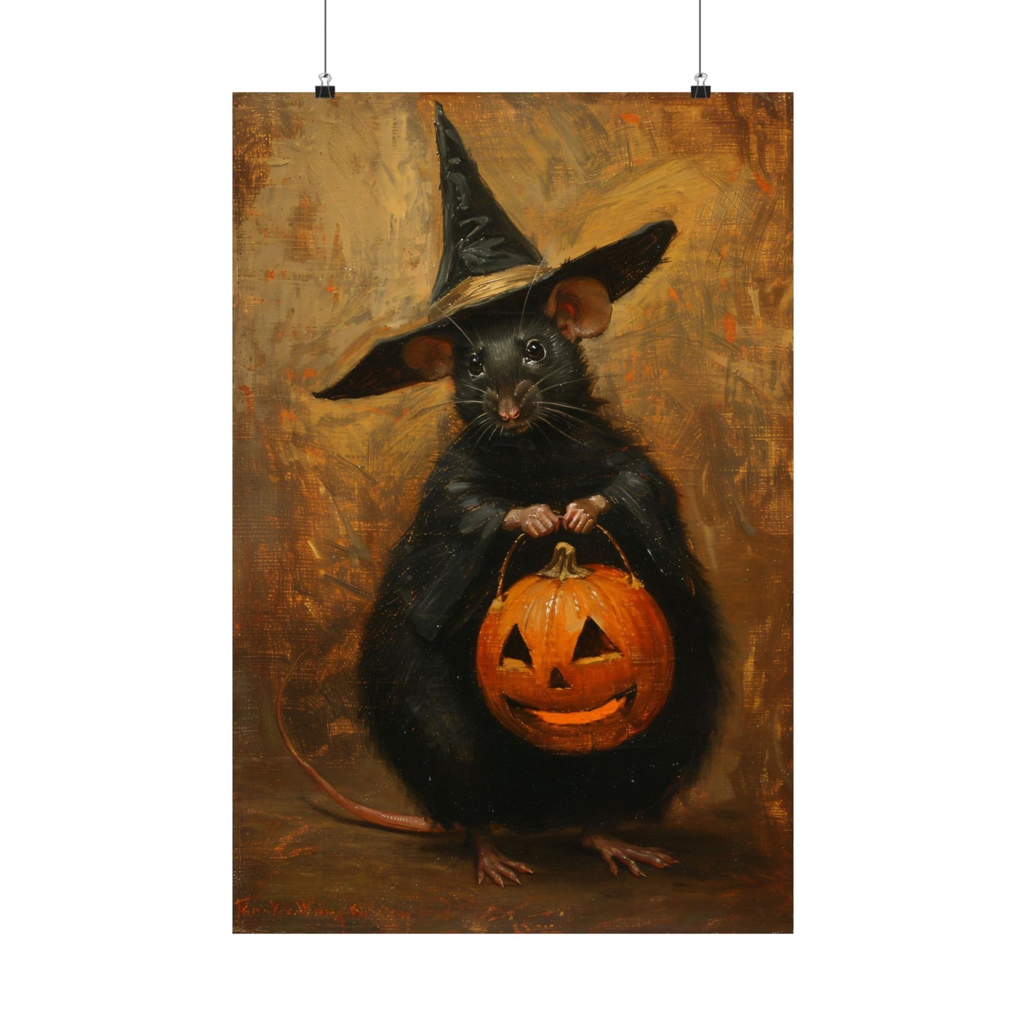 Whiskered Witch Halloween Mouse Art Print