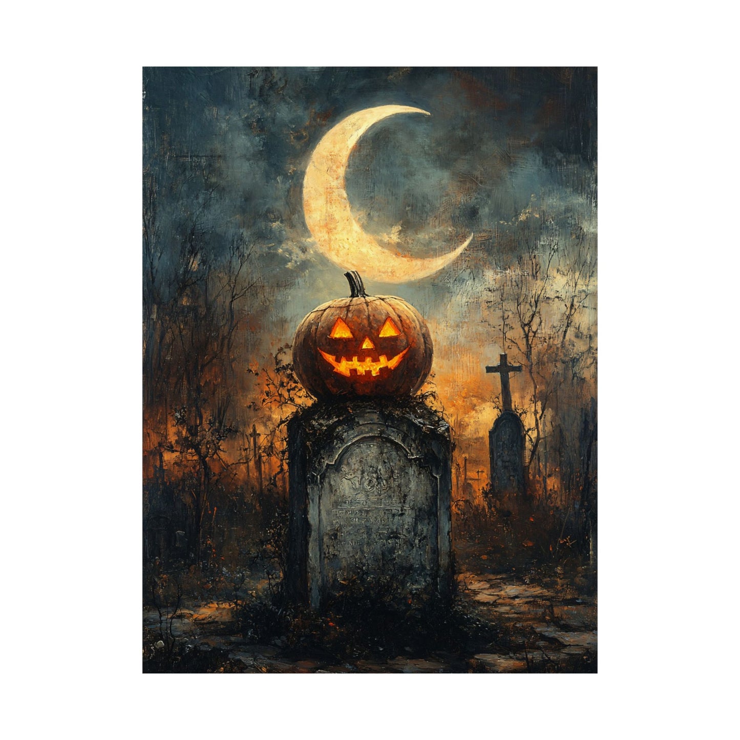 Jack O'Lantern Graveyard Art Print