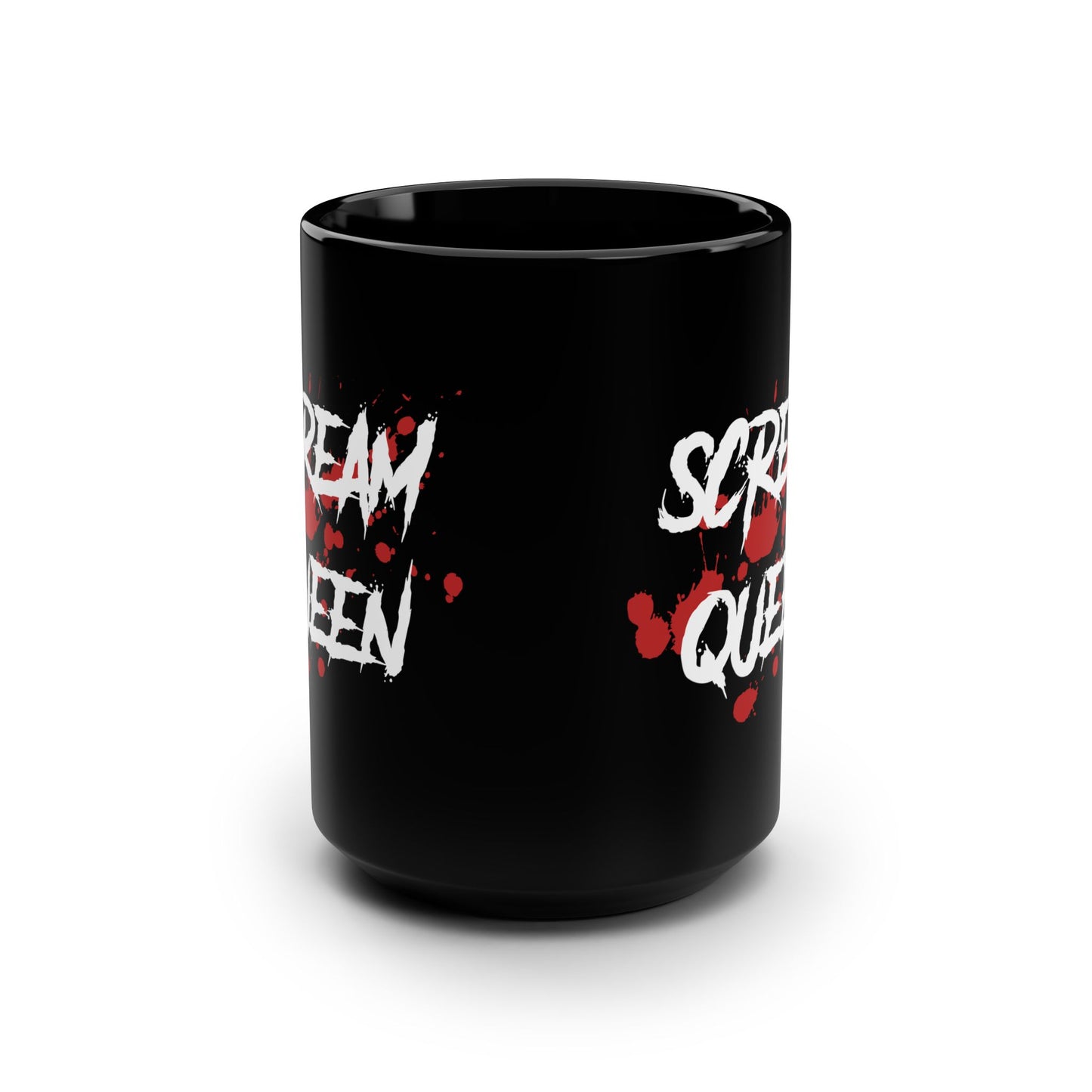 Scream Queen Horror Coffee Tea Mug - Horror Movie Fan Cup Slasher Film Fan Drinkware Female Survivor 15oz Black Mug