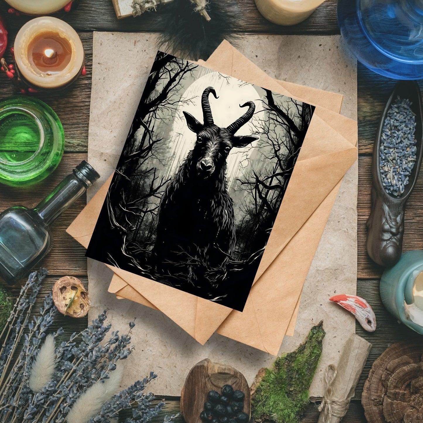 Witchy Woodcuts Greeting Cards