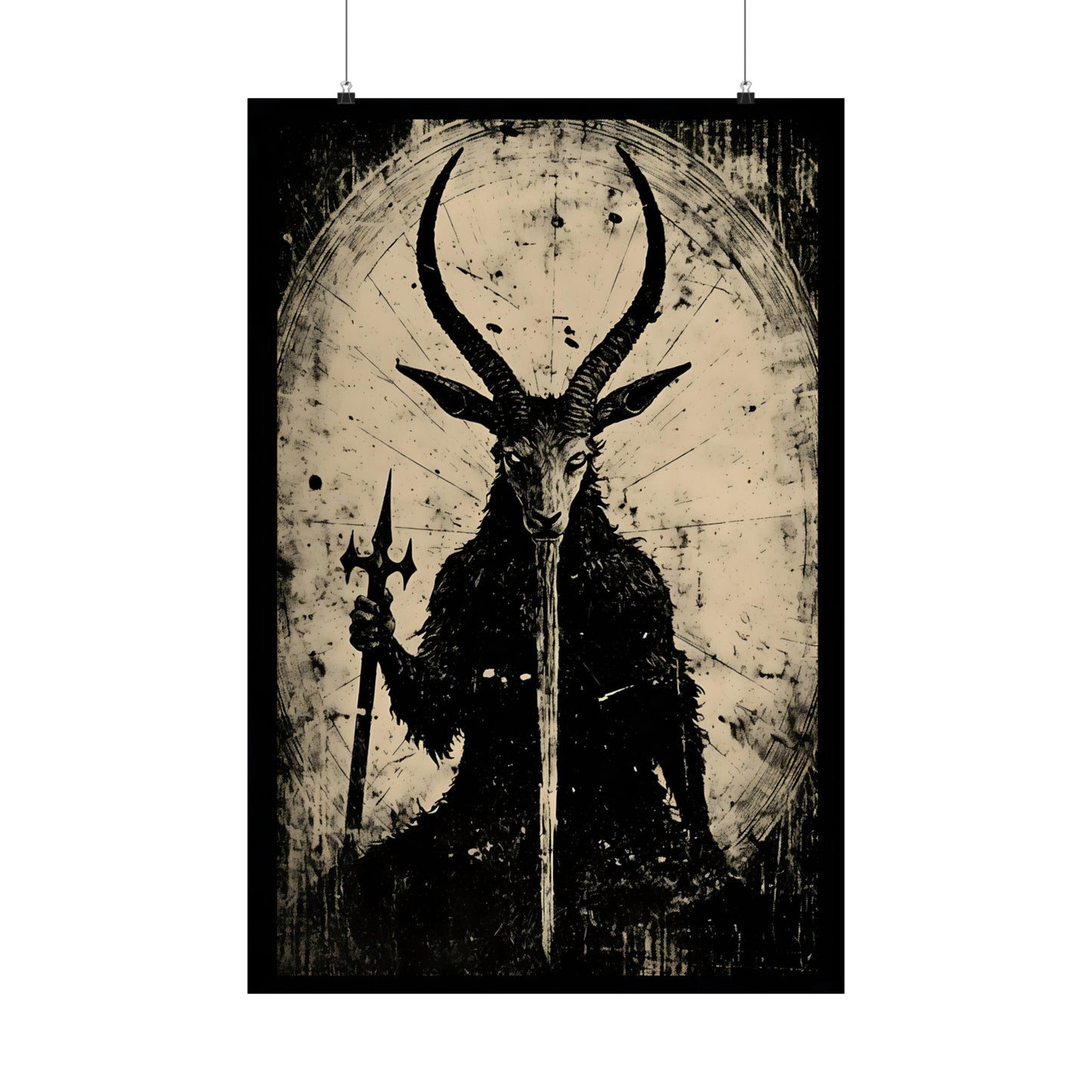 Baphomet Woodcut Art Print