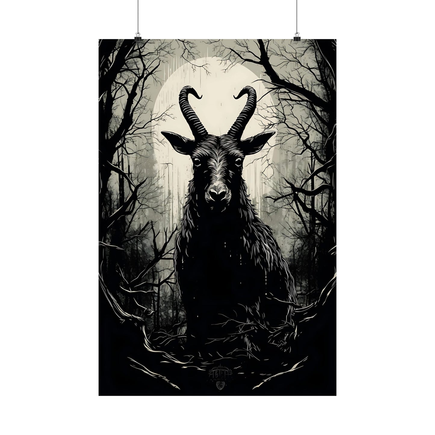 Black Goat Woodcut Art Print