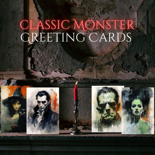 Classic Monster Halloween Greeting Cards