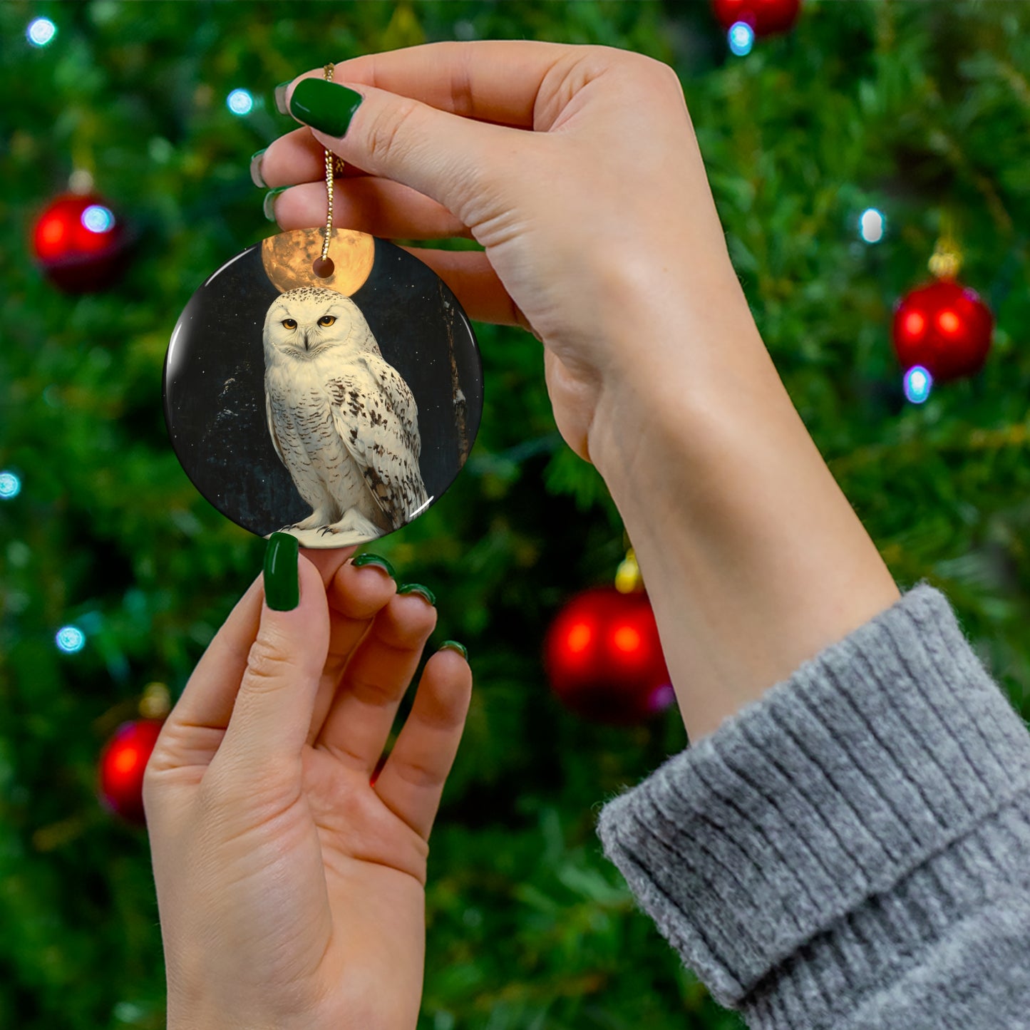 Snowy Owl Christmas Ornament