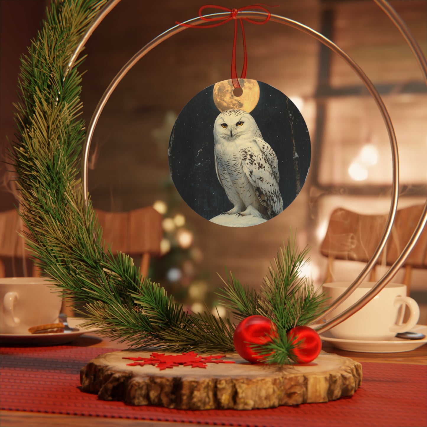 Snowy Owl Christmas Ornament