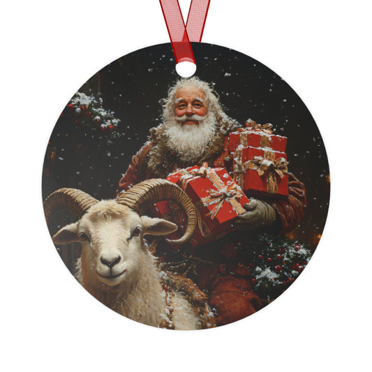 Yule Goat & Santa Christmas Ornament